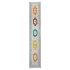 Alfombra Oushak Oriental Anudada a Mano Turca Oushak 3' x 16'11" #4453