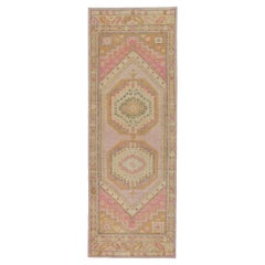 Alfombra Oushak Oriental Anudada a Mano Turca Oushak 3'2" x 8'5" #4083