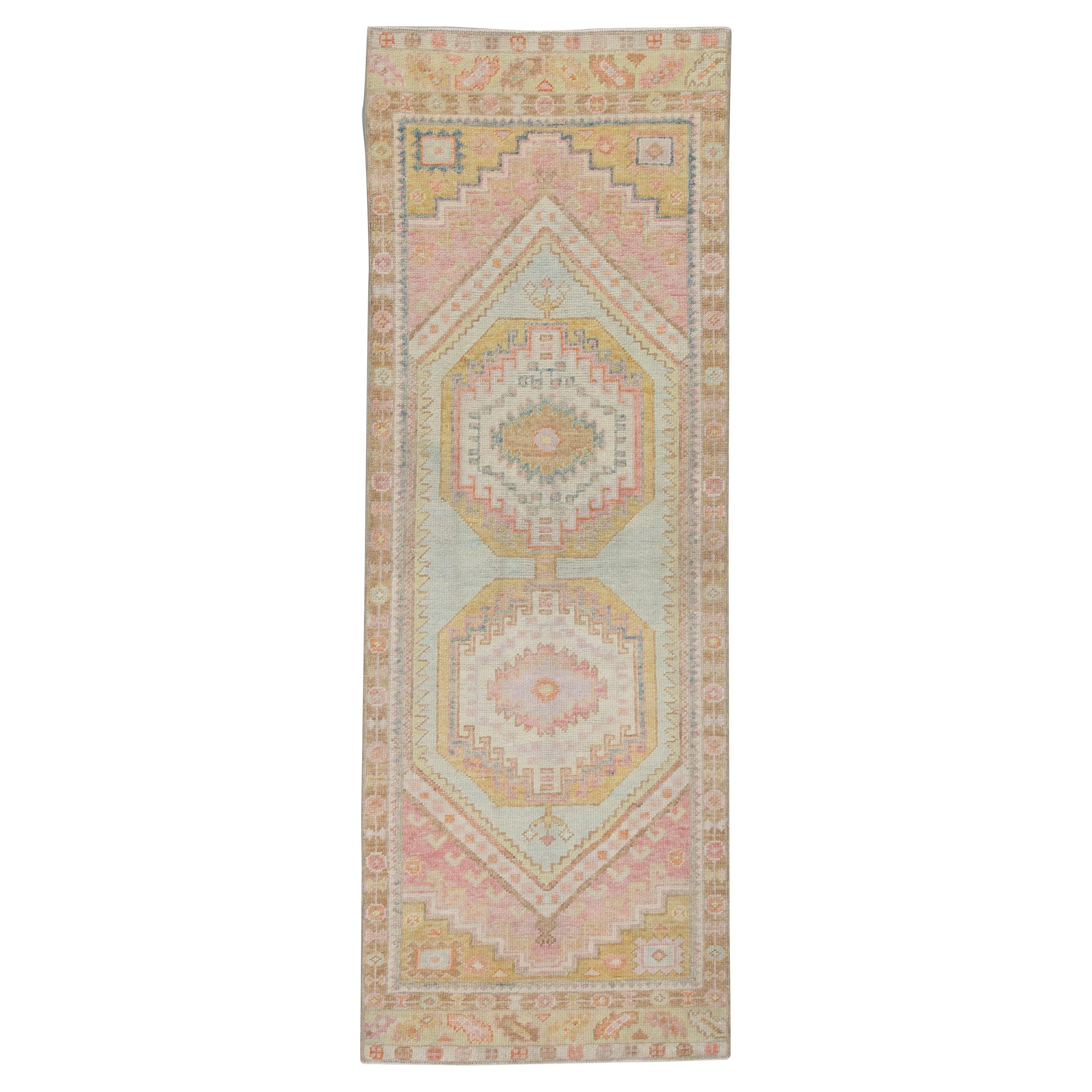 Oushak Rug Oriental Hand Knotted Turkish Oushak 3' x 8'6" #4413