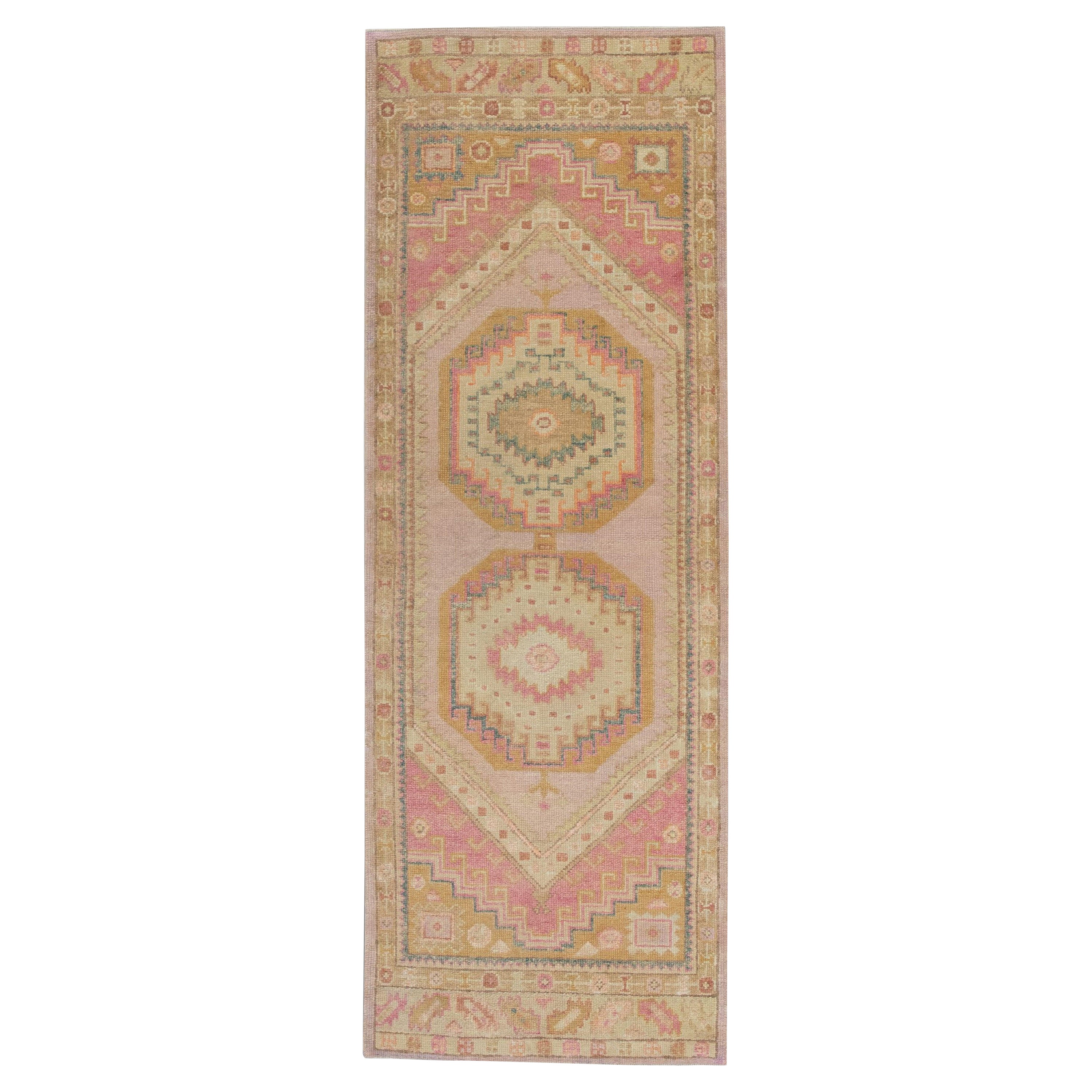 Tappeto Oushak Orientale annodato a mano Turco Oushak 3'1" x 8'8" #4112