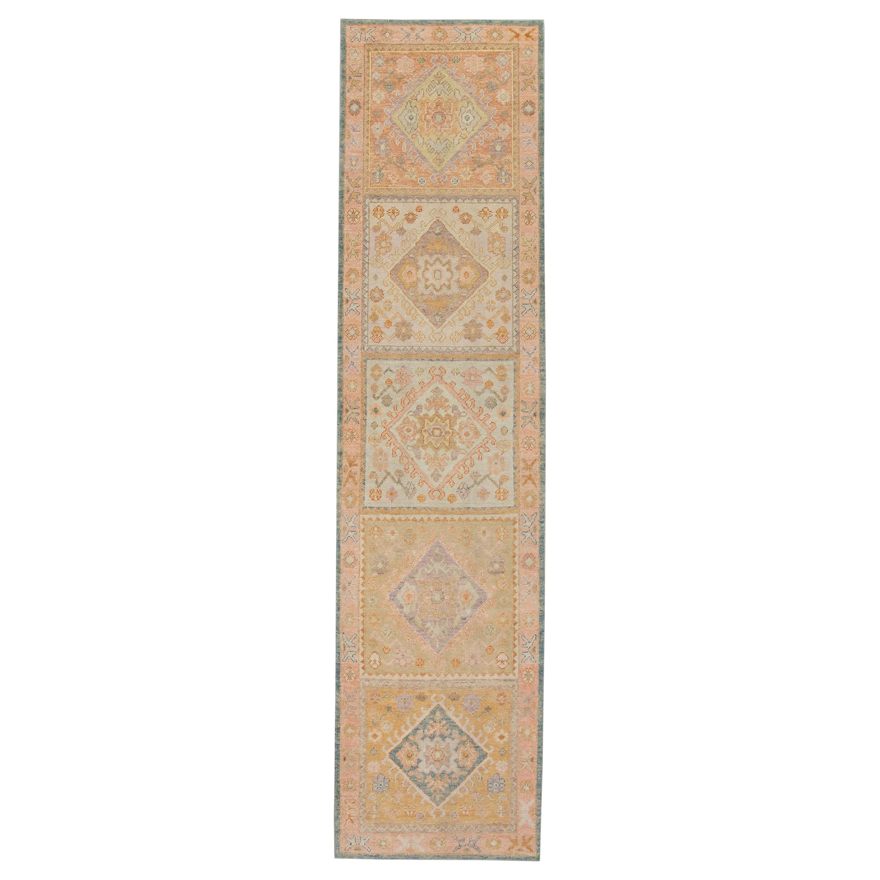 Oushak Rug Oriental Hand Knotted Turkish Oushak 3' x 12' #4085 For Sale