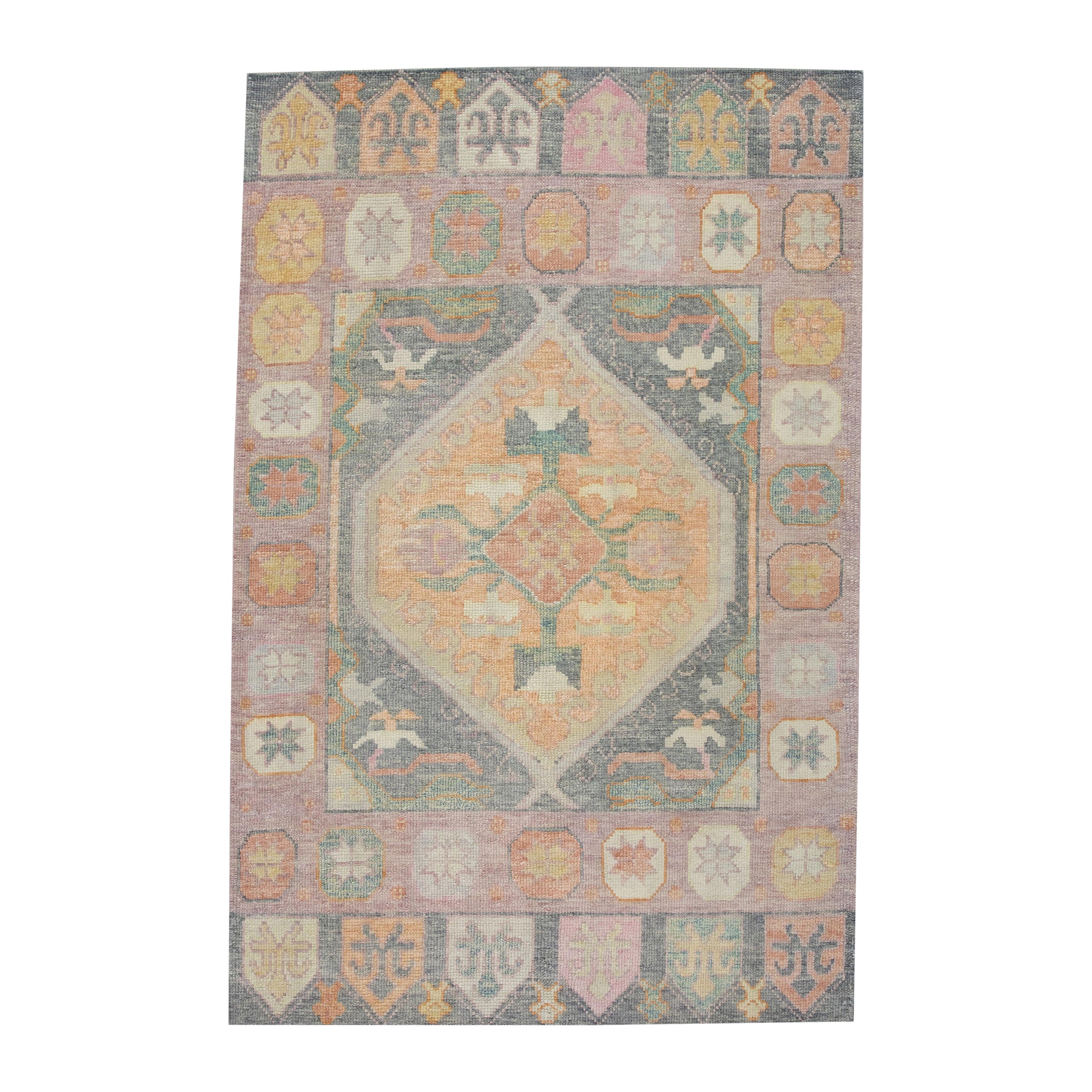 Oushak Rug Oriental Hand Knotted Turkish Oushak 4'2" x 6'3" #4261 For Sale