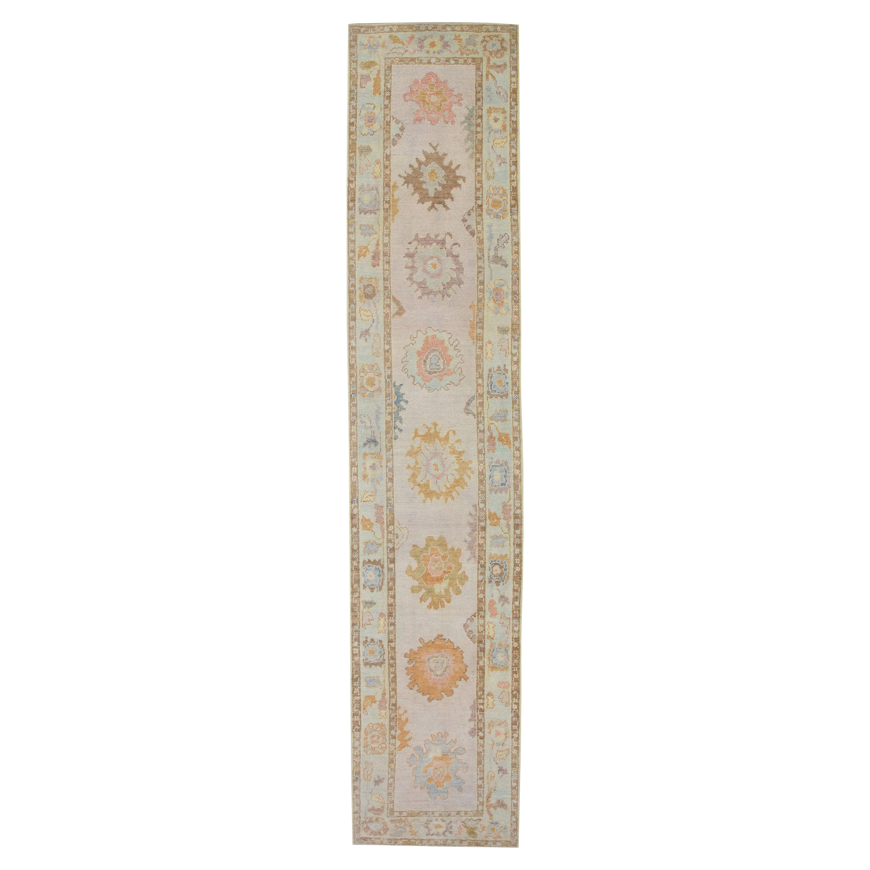 Alfombra Oushak Oriental Anudada a Mano Turca Oushak 2'9" x 13'3" #4195 en venta