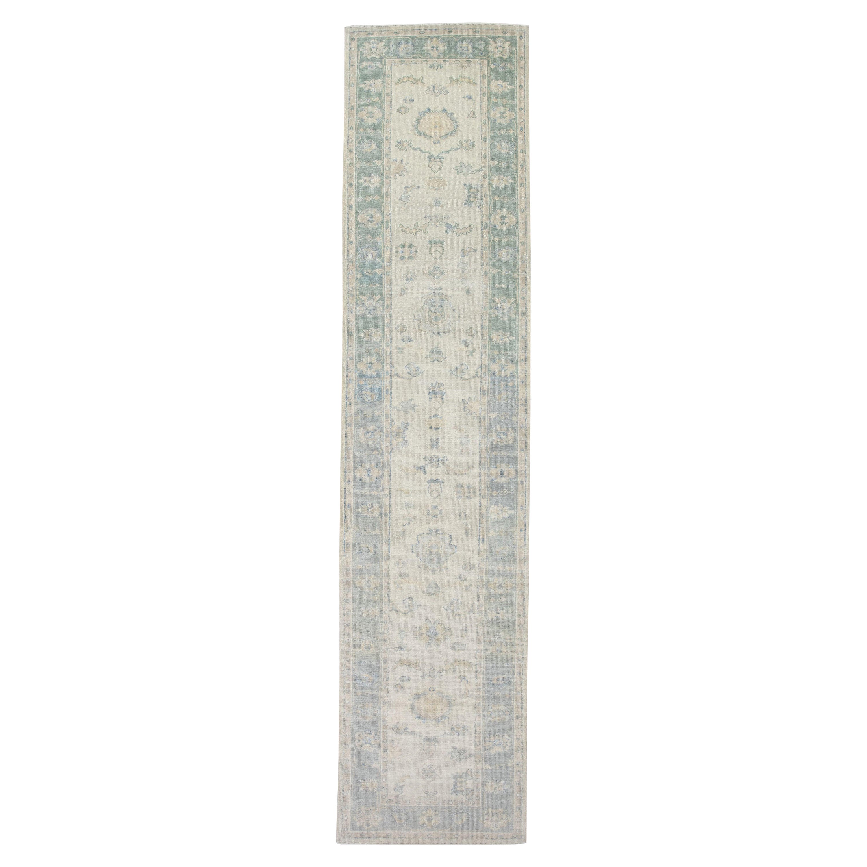 Tappeto Oushak Orientale annodato a mano Turco Oushak 2'10" x 12'4" #4040