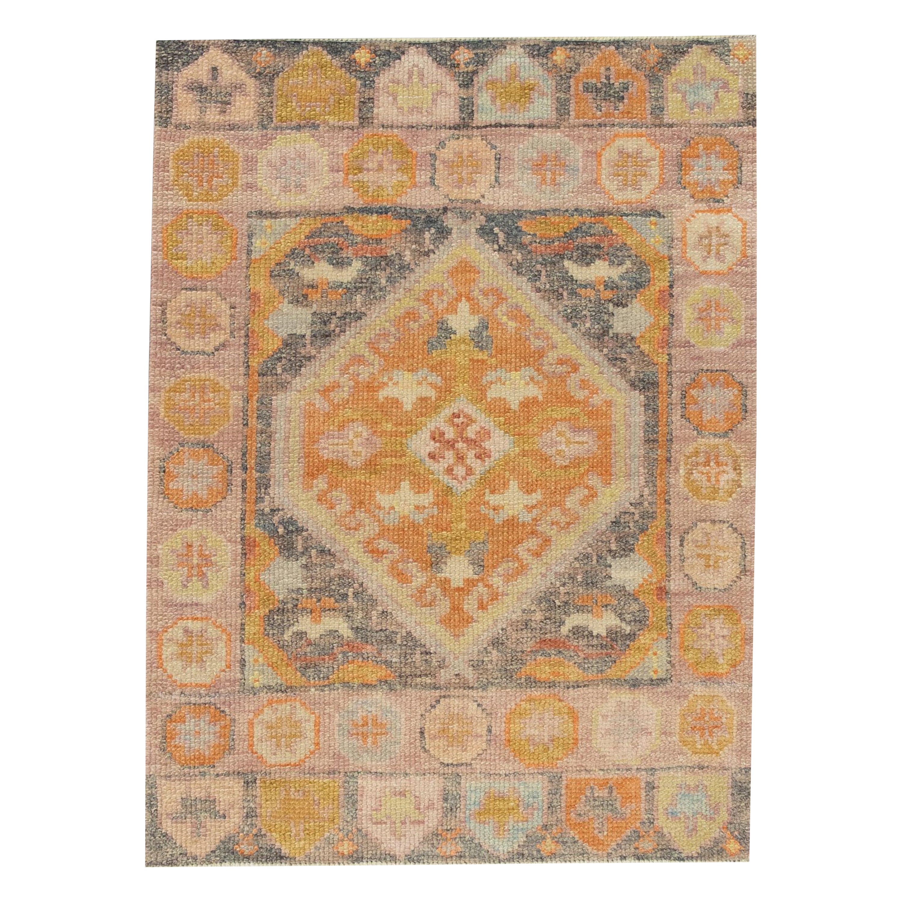 Oushak Rug Oriental Hand Knotted Turkish Oushak 2'4" x 3'1" #4021