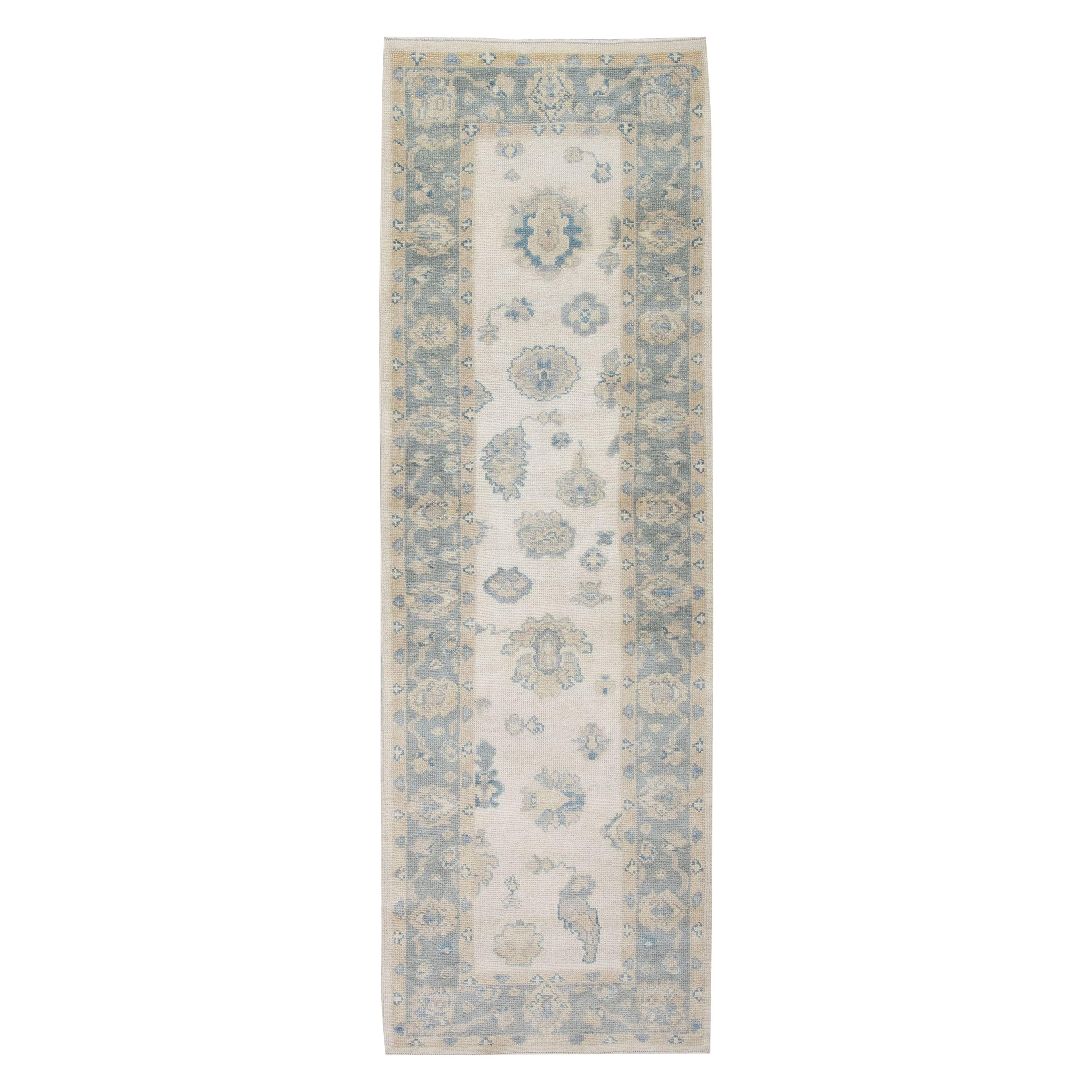 Oushak-Teppich Orientalischer handgeknüpfter türkischer Oushak 2'11" x 9'2" #4102