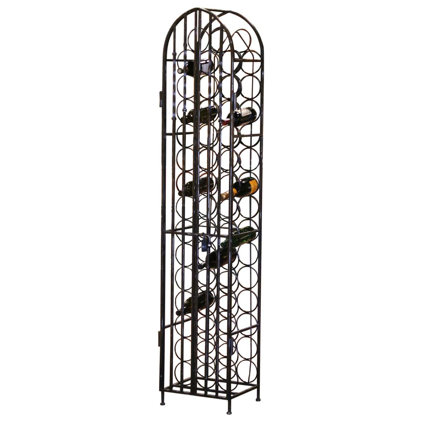 French Style Wine Racks Mid-Century French Polished Iron Forty Four Bottle Wine Cellar Rack ...
