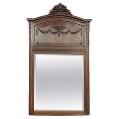 Antique French Louis XVI Walnut Trumeau ~ Mirror