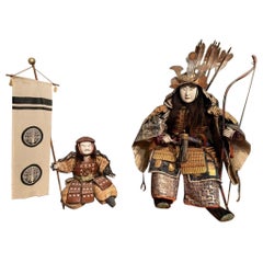 Japanese Grand Scale: Yoshitsune and Bannerman Warrior Musha Ningyo Doll
