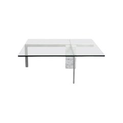 Table basse Hank Kwint 'KW-1' en marbre de Carrare et verre des années 1980 pour Metaform