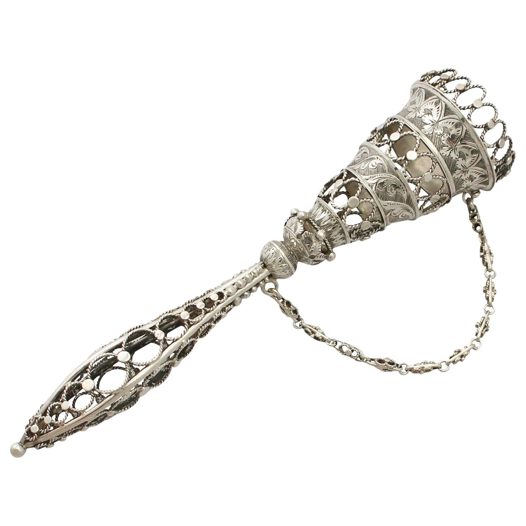 Sterling Silver Posy Holder, Antique Victorian