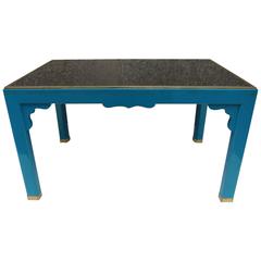 Blue Lacquered Coffee Table Attributed to Marc Du Plantier, France, 1960