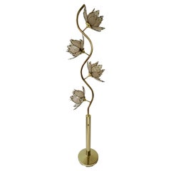 Lámpara de pie Mid Century Modern Vintage Hollywood Regency Flor de loto de cristal blanco