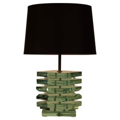 Lámpara de mesa de cristal tallado pesado
