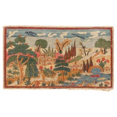 Artistic Small Size Antique Persian Pictorial Kashan Animal Rug 1'7" x 2'9"