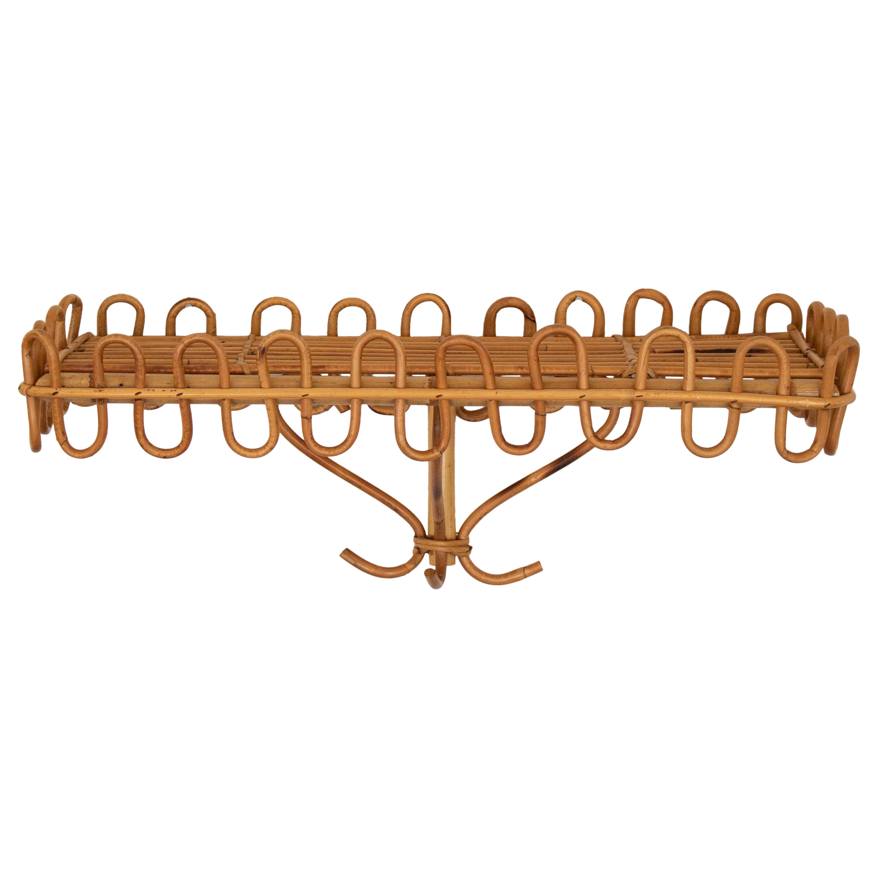 Italienische Rattan-Wandkonsole aus den 1960er Jahren