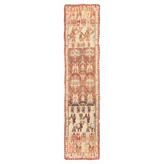 Rare et étroit textile brodé de gée ancien de 2'2" x 9'7"