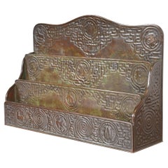 Antique Tiffany Studios New York Zodiac Patinated Bronze Letter Rack, Circa 1910