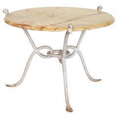 Vintage French Wrought Iron and Onyx Table attributed to René Drouet