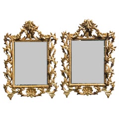 Pair of Italian Florentine Carved Giltwood Mirrors 19th Century