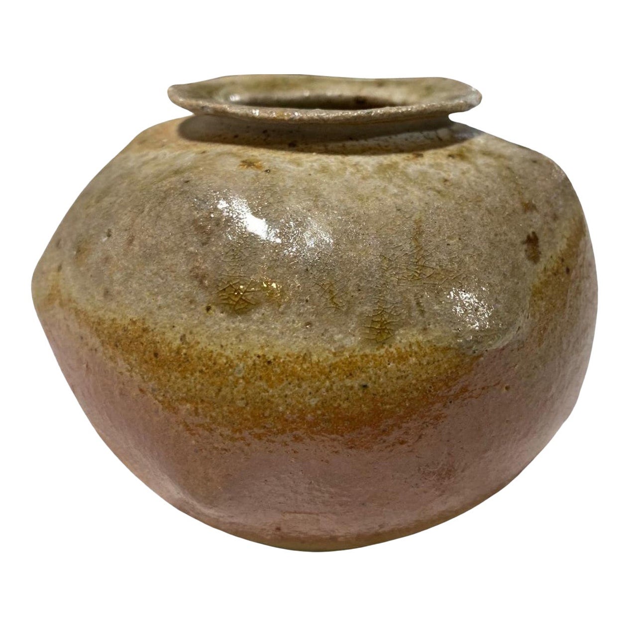 Signed Studio Pottery Glazed Wabi-Sabi Art Vase Maybe Japanese Asian Bizen Ware