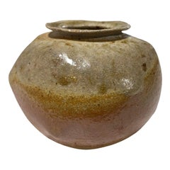 Signed Studio Pottery Glazed Wabi-Sabi Art Vase Maybe Japanese Asian Bizen Ware
