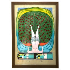 Vintage Friedensreich Hundertwasser Silkscreen Collage 1972 Homage Schroeder Sonnenstern