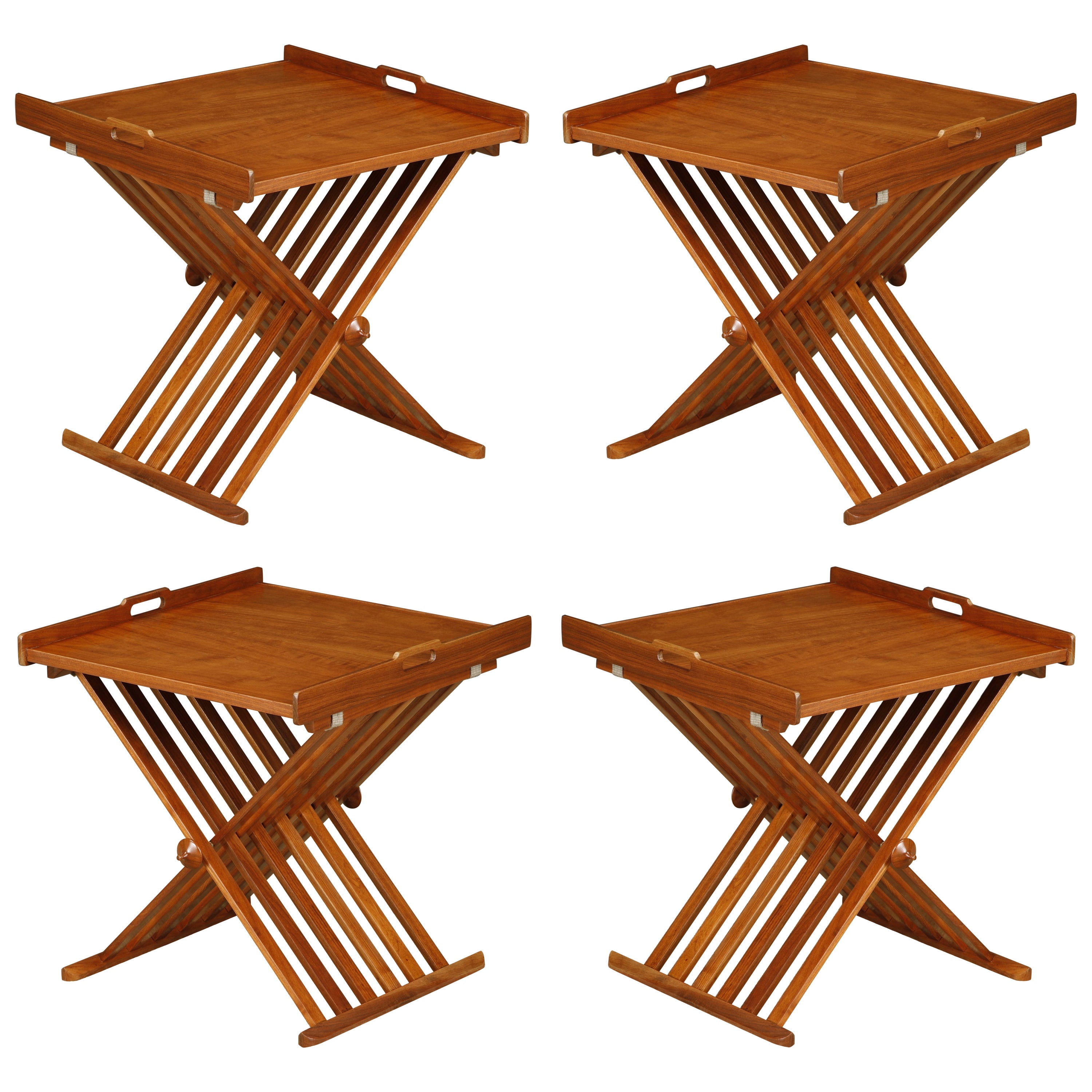 Campaign-Tabletttische von Stewart MacDougall für Drexel, 1960er Jahre, neu lackiert, signiert