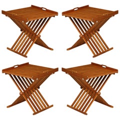 Tables à plateau Campaigner par Stewart MacDougall pour Drexel, 1960s, Refinished, Signed