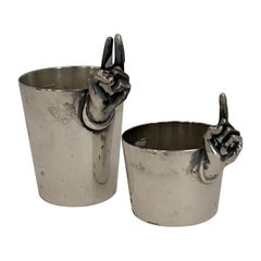 Vintage Pair of Midcentury Napier Silver Plated Finger Jiggers