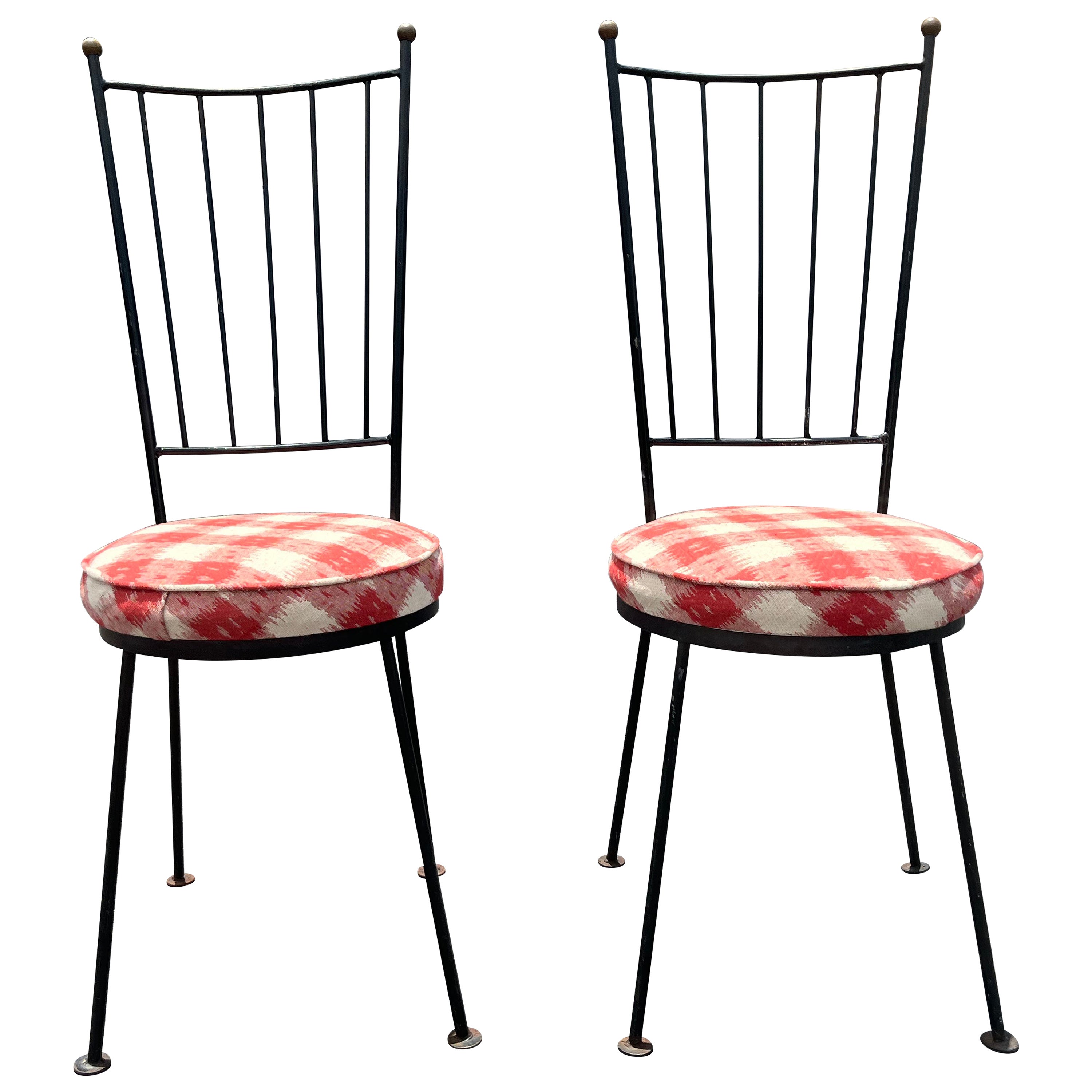 Set of Two 1950s Iron Side Chairs, Mid Century Modern