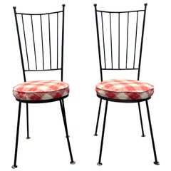 Set of Two 1950s Iron Side Chairs, Mid Century Modern 