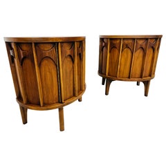 Mid-Century Modern Kent Coffey Perspecta Walnut Nightstands - Set of 2