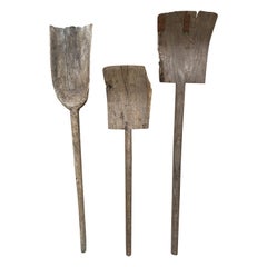 Antique Late 19th Century Wooden Garden Tools, Set of Three
