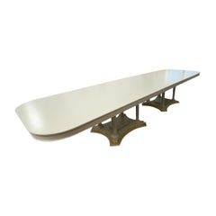 Grand Scale Painted & Gilt-wood Two Pedestal Dining Table with 2 leaves