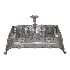 Antique Sterling silver ink stand London 1895