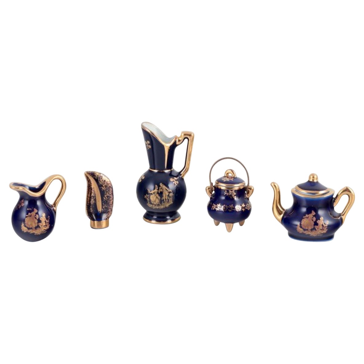 Limoges, France. Five pieces of miniature porcelain, 1970s For Sale
