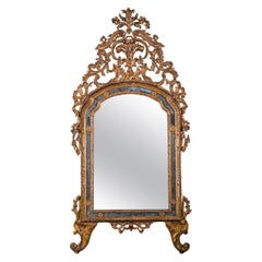 Antique Large Italian 18th Century Giltwood Mirror from Piedmont