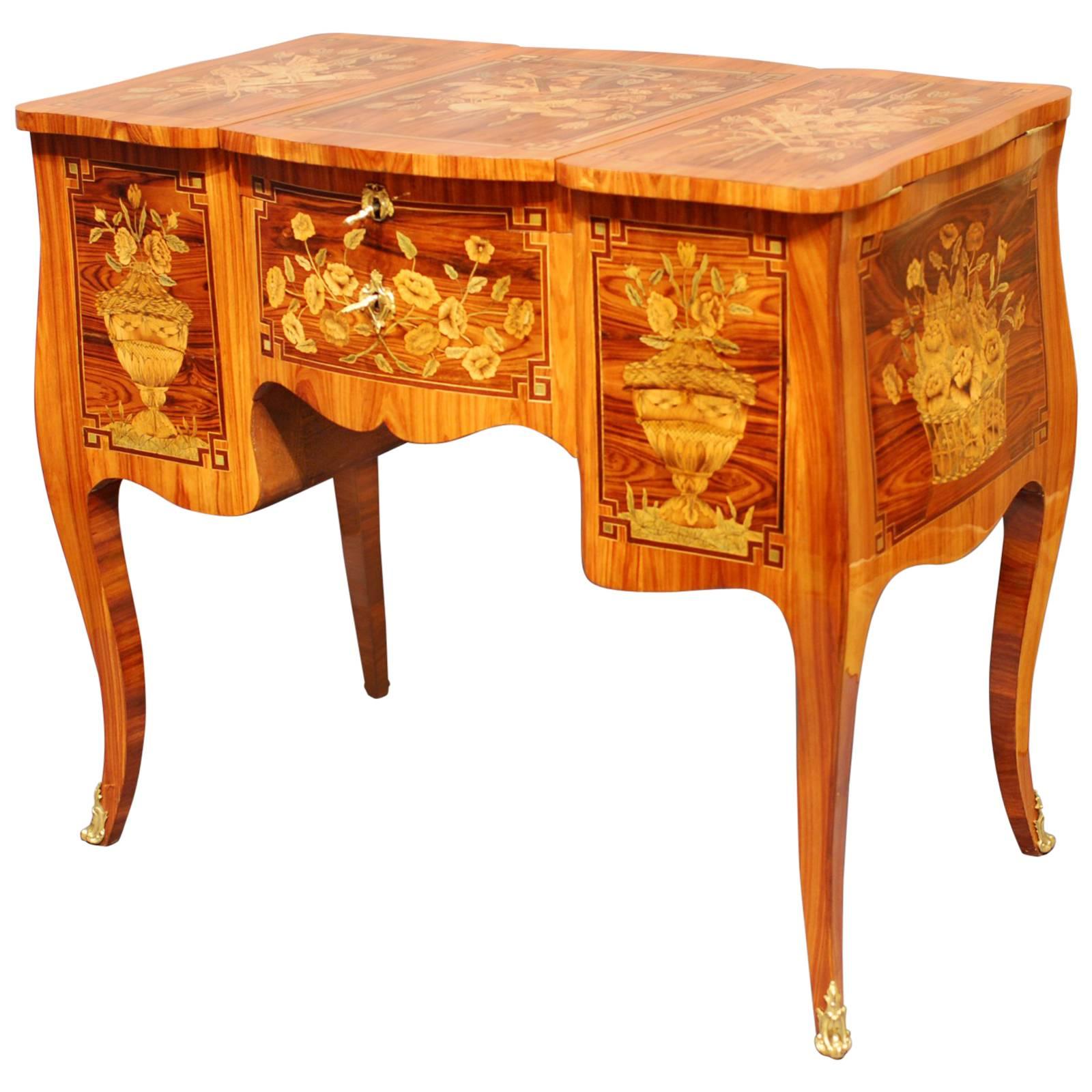 French Louis XV Marquetry Dressing Table