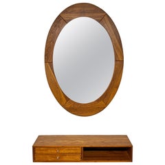 Danish Teak Aksel Kjersgaard Console With Pedersen & Hansen Mirror Circa '60s