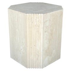 Travertine Monolithic Dining Table Base Minimalist Stepped Deco Design