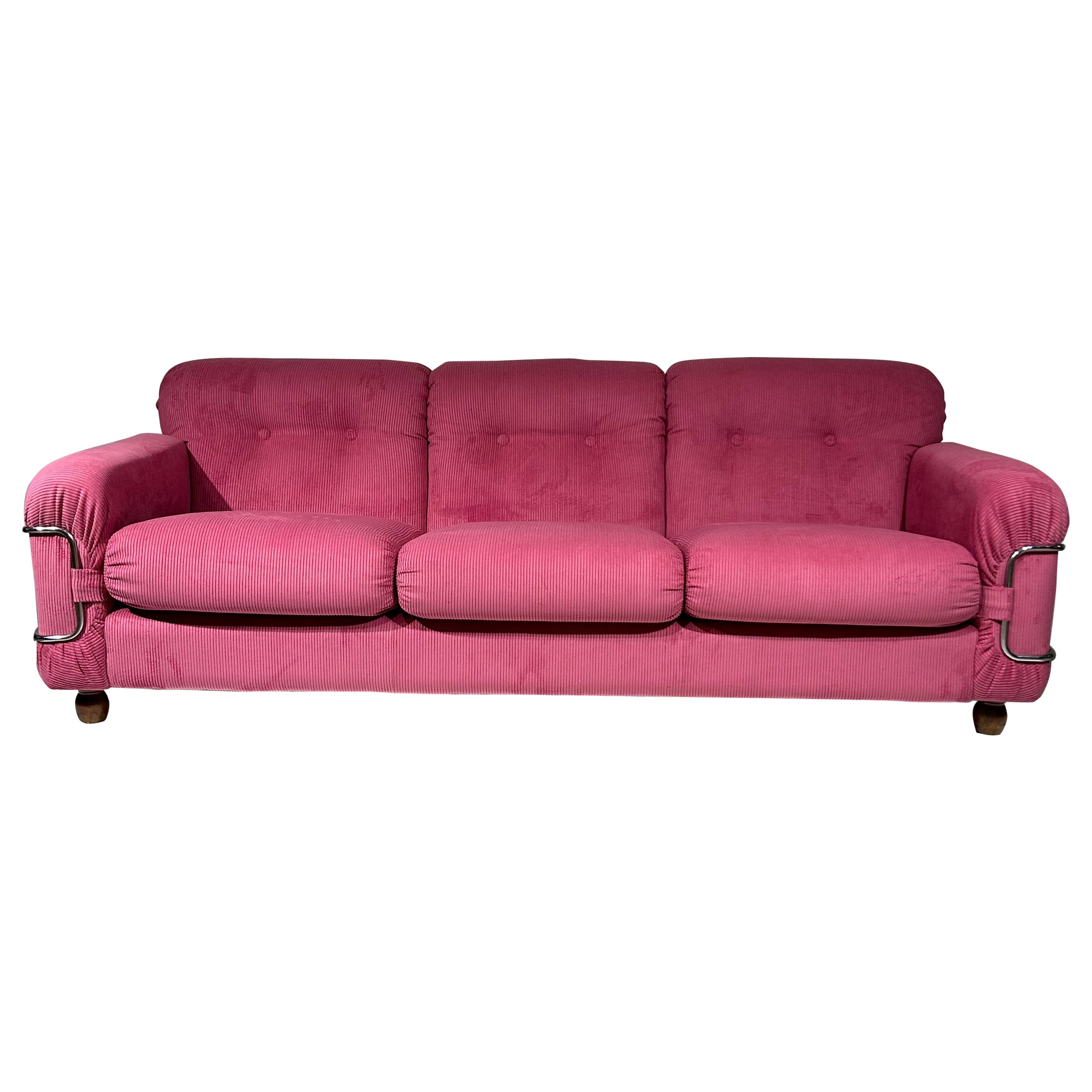 Rosa Korduroy-Sofa von Piazzesi im Angebot