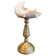 Sculpture with Seashell Assemblage and Antique Candelabrum Base