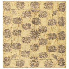 Vintage Textile Silk And Metallic Threading Persian Textile Embroidery 4' x 4'3"
