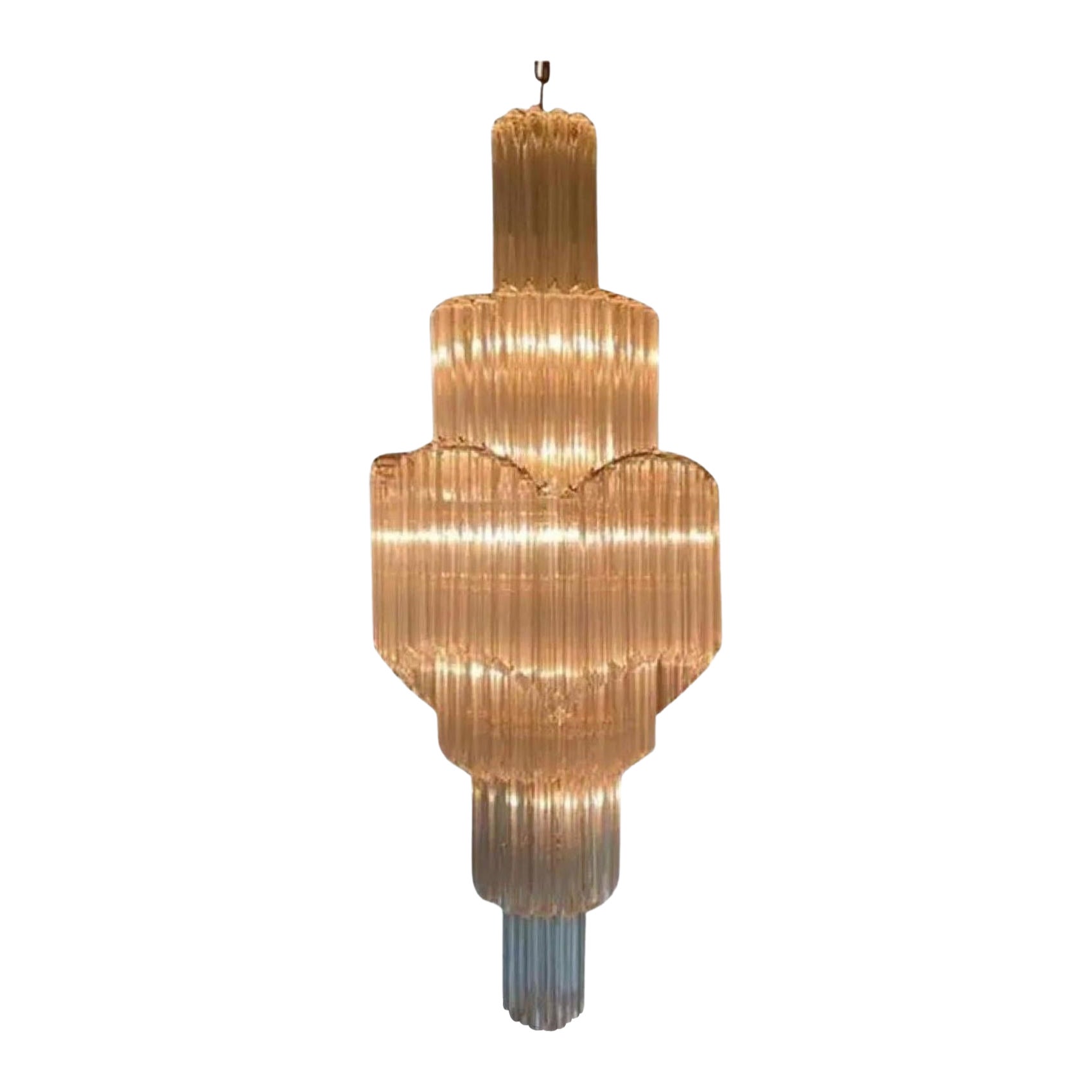 Vintage Italian Spiral Murano Glass Chandelier in the Style of Venini For Sale