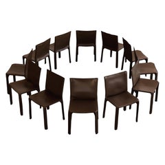 Mario Bellini „CAB 412 Stühle für Cassina, Tabakleder, 1978, Set von 12 Stühlen