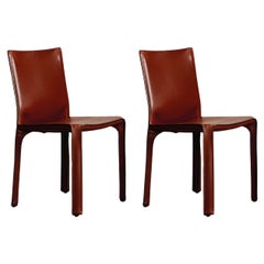 Mario Bellini „CAB 412 Stühle für Cassina, chinesisches rotes Leder, 1978, 2er-Set, Set