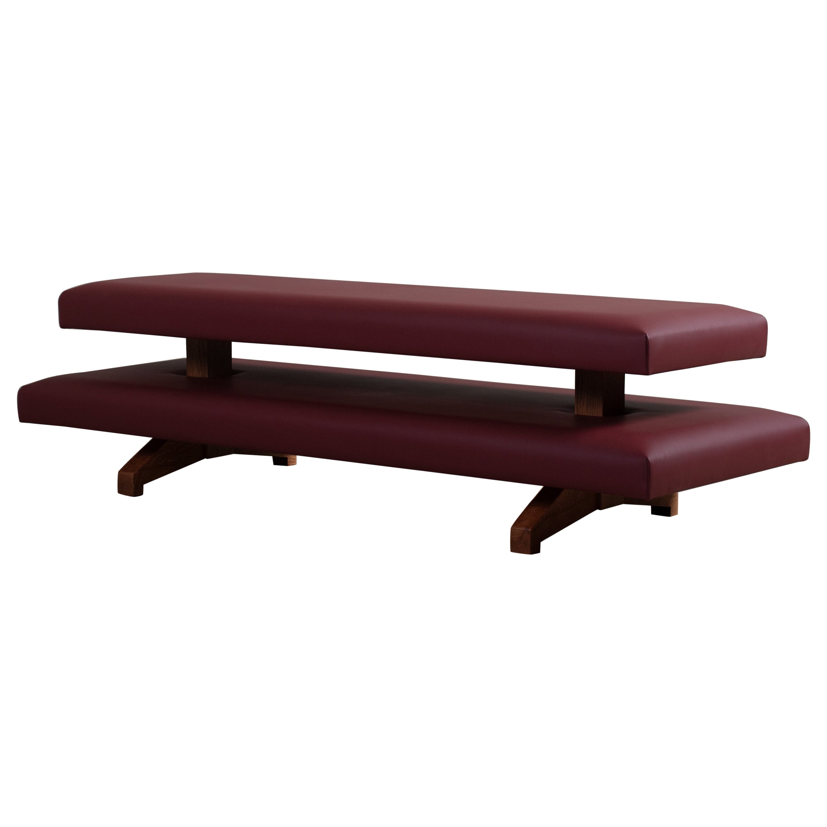Letto da giorno artigianale in pelle e Oak