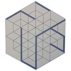 Vintage Large Hexagon Geometric Painting by Elva Stewart