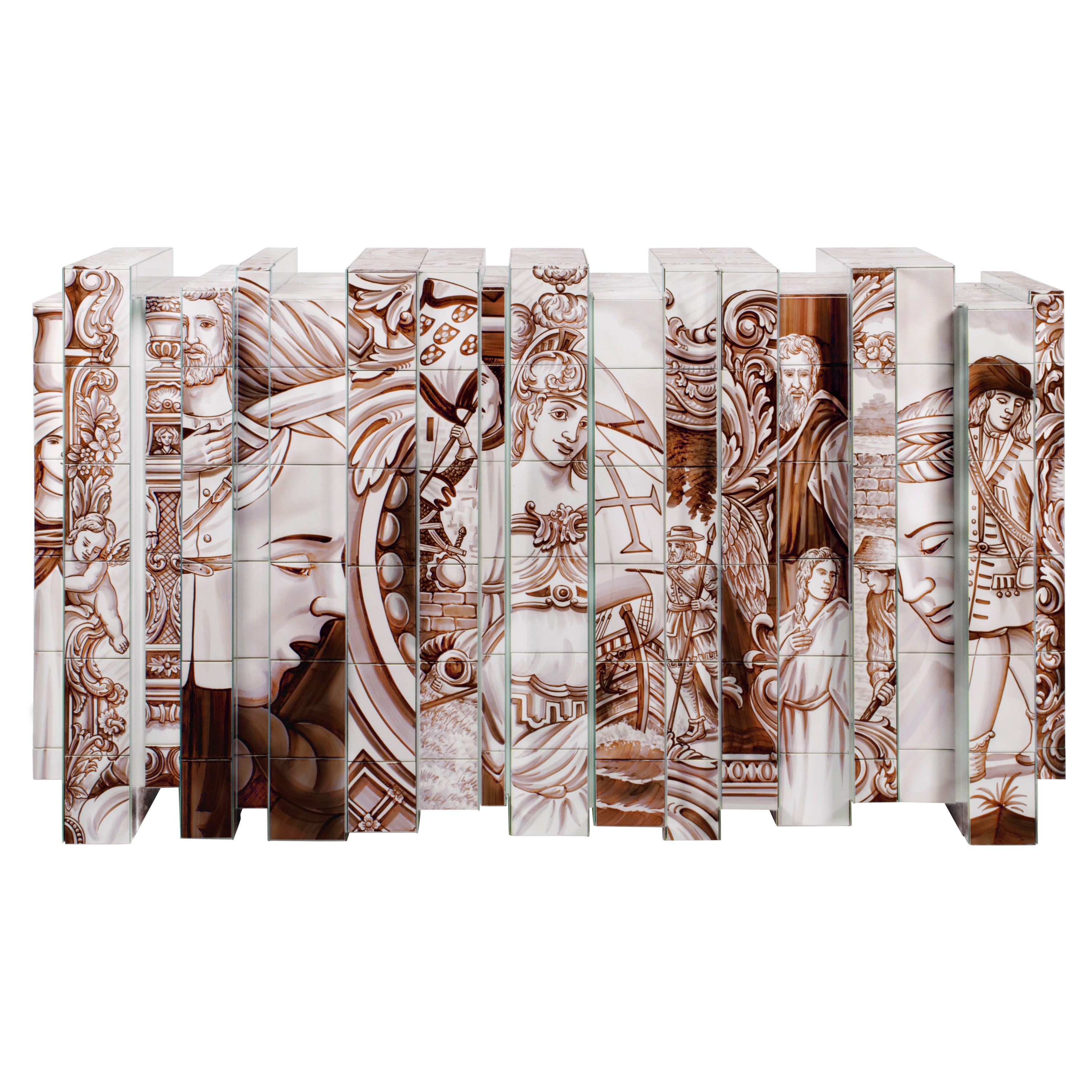 Heritage Sepia Sideboard  - Hand-Painted Tiles - Gold & Brass - Boca do Lobo